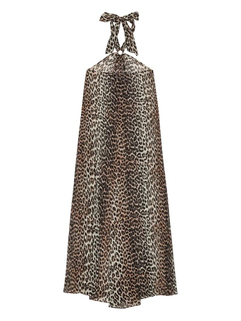 GANNI leopard-print halter dress - Neutrals - zdjęcie produktu nr 1