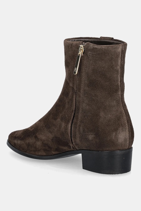 Tommy Hilfiger botki zamszowe TH SUEDE POINTY ZIP BOOTIE damskie kolor brązowy na słupku FW0FW08981 - zdjęcie produktu nr 2