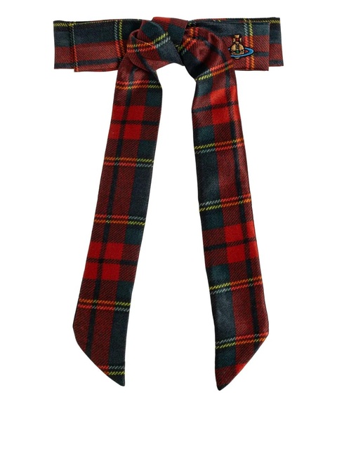 Vivienne Westwood tartan orb-detail hair accessory - Red - zdjęcie produktu nr 1