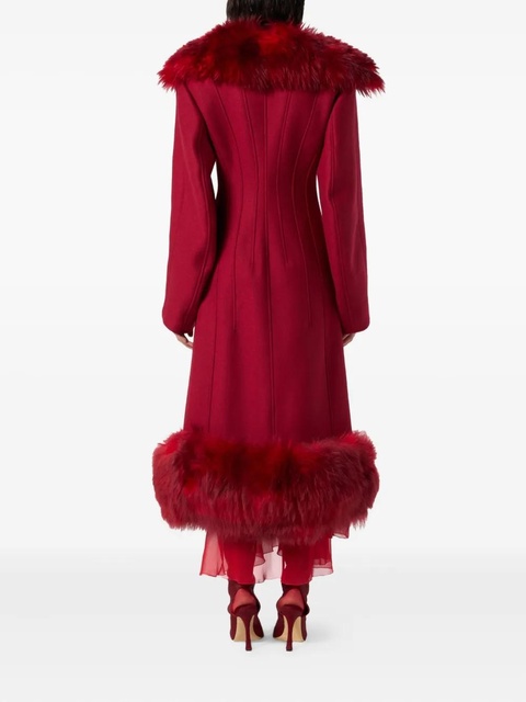 Blumarine faux-fur-trimmed coat - Red - zdjęcie produktu nr 2