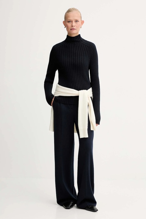 Marc O'Polo sweter bawełniany damski kolor granatowy z półgolfem 509605960173 - zdjęcie produktu nr 1