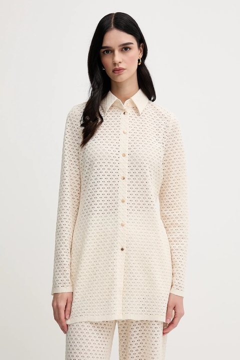 Marc Aurel koszula damska kolor beżowy regular z kołnierzykiem klasycznym 6327-7000-93428 - zdjęcie produktu nr 1