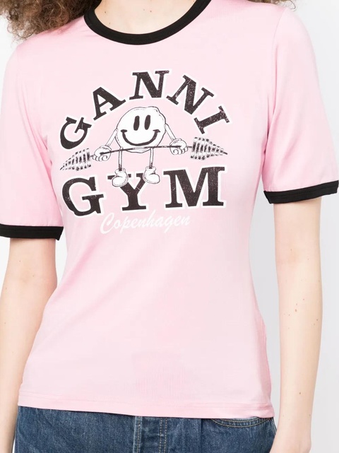 GANNI logo-print short-sleeve T-shirt - Pink - zdjęcie produktu nr 2