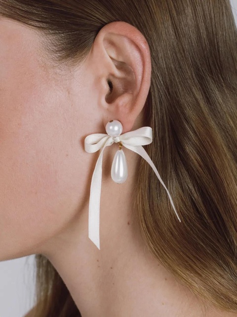 Jennifer Behr Sylvie bow-detail earrings - Neutrals - zdjęcie produktu nr 1