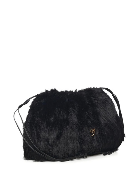 PINKO faux-fur logo-plaque clutch bag - Black - zdjęcie produktu nr 2