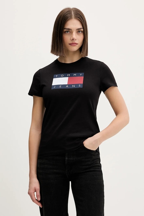Tommy Jeans t-shirt bawełniany damski kolor czarny DW0DW22562 - zdjęcie produktu nr 1
