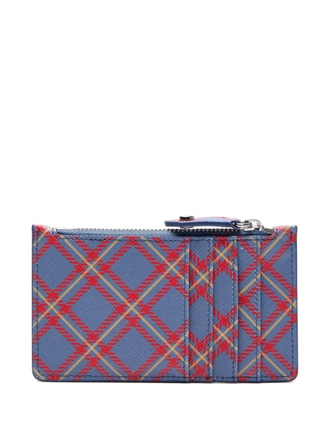 Vivienne Westwood tartan-pattern zip card holder - Blue - zdjęcie produktu nr 2