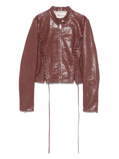 Blumarine cracked-effect leather jacket - Red - zdjęcie produktu nr 1