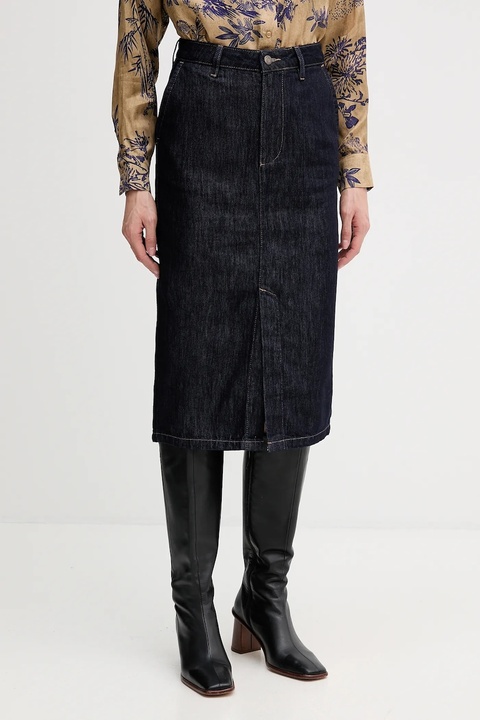 Sisley spódnica jeansowa kolor granatowy midi prosta 447ZL002U - zdjęcie produktu nr 1