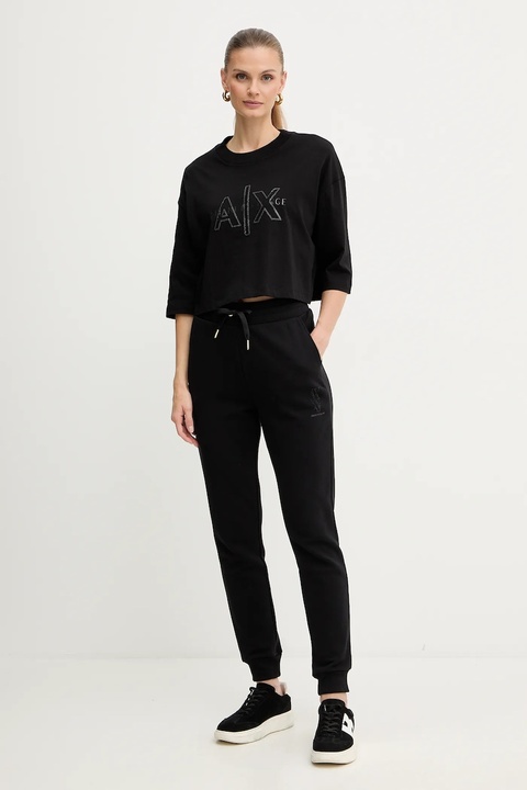 Armani Exchange t-shirt bawełniany damski kolor czarny XW001080 AF10356 - zdjęcie produktu nr 2