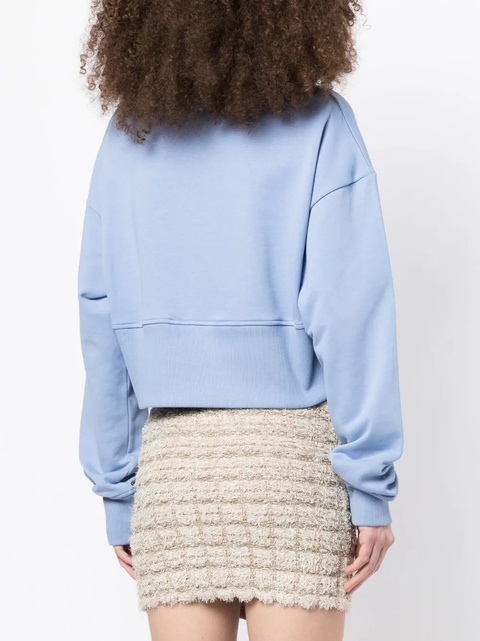 Balmain logo-print cropped sweatshirt - Blue - zdjęcie produktu nr 2