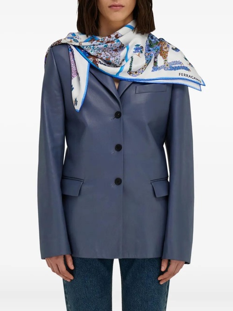 Ferragamo animal-print silk scarf - Blue - zdjęcie produktu nr 1