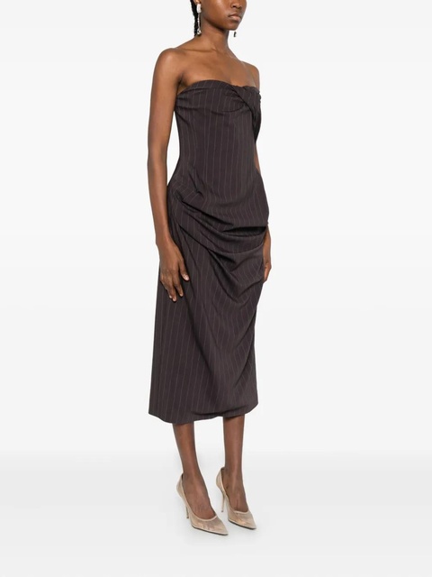 Magda Butrym striped twisted mini dress - Brown - zdjęcie produktu nr 2