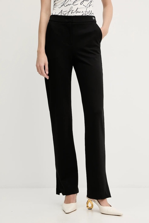 Karl Lagerfeld spodnie damskie kolor czarny proste high waist A3W10095 - zdjęcie produktu nr 1