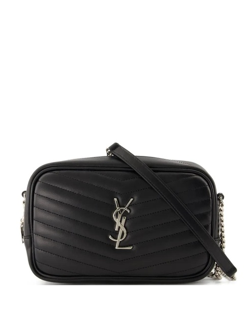 Saint Laurent mini Lou chevron logo shoulder bag - Black - zdjęcie produktu nr 1