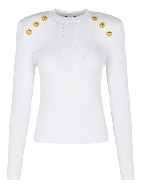 Balmain button-embellished sweater - White - zdjęcie produktu nr 1