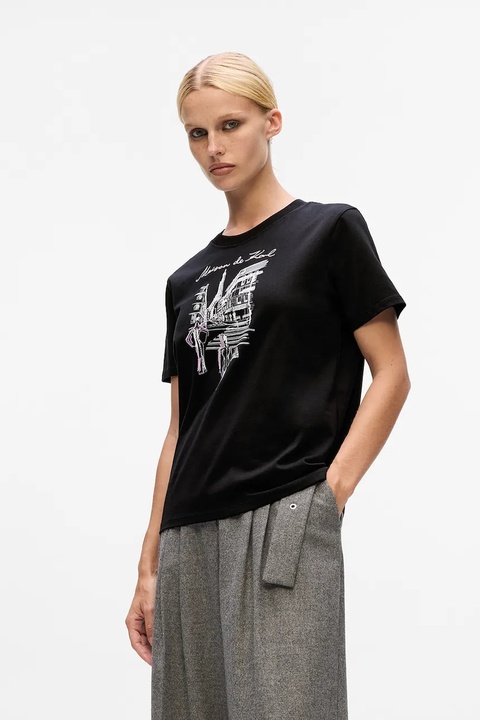 Karl Lagerfeld t-shirt bawełniany damski kolor czarny A4W17087 - zdjęcie produktu nr 1