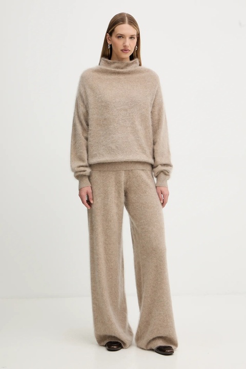 BOSS sweter kaszmirowy damski kolor beżowy lekki z półgolfem 50550806 - zdjęcie produktu nr 2