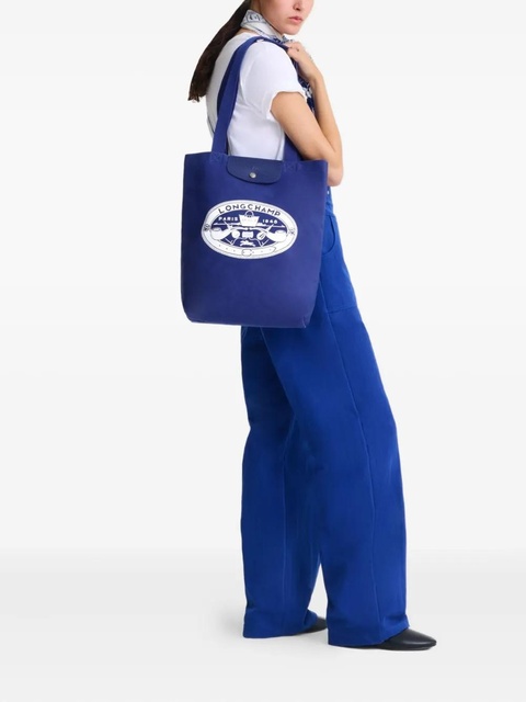 Longchamp Le Pliage M logo-print tote bag - Blue - zdjęcie produktu nr 2