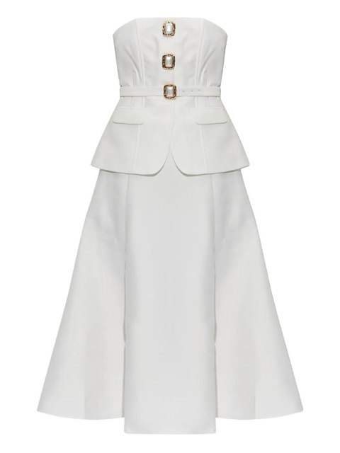 Self-Portrait pearl-button midi dress - White - zdjęcie produktu nr 1