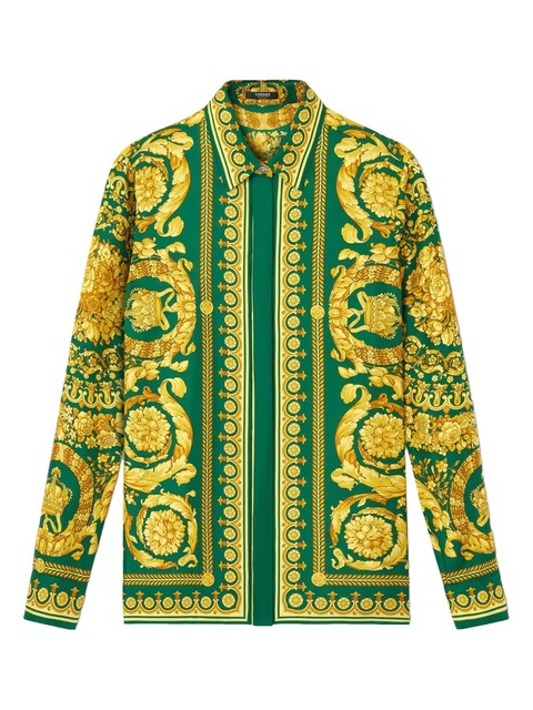 Versace barocco-print silk shirt - Green - zdjęcie produktu nr 1