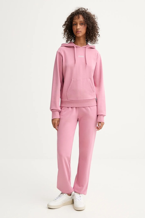 Guess bluza SOFIA damska kolor różowy z kapturem gładka O5RQ02 KCO31 - zdjęcie produktu nr 2