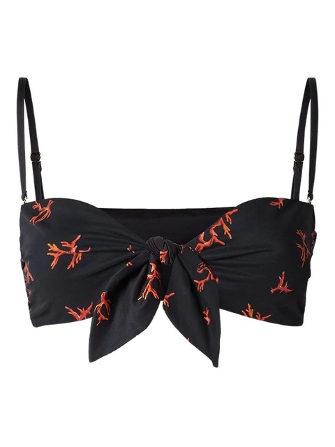 FENDI coral-print tie-front bikini top - Black - zdjęcie produktu nr 1