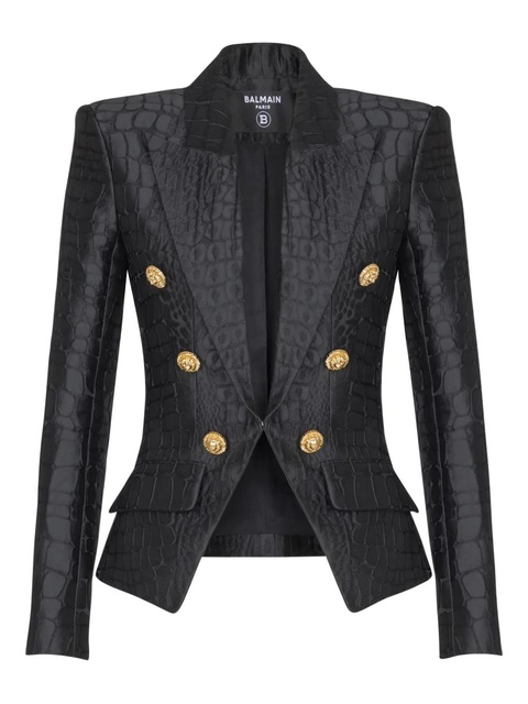 Balmain crocodile-jacquard six-buttons blazer - Black - zdjęcie produktu nr 1