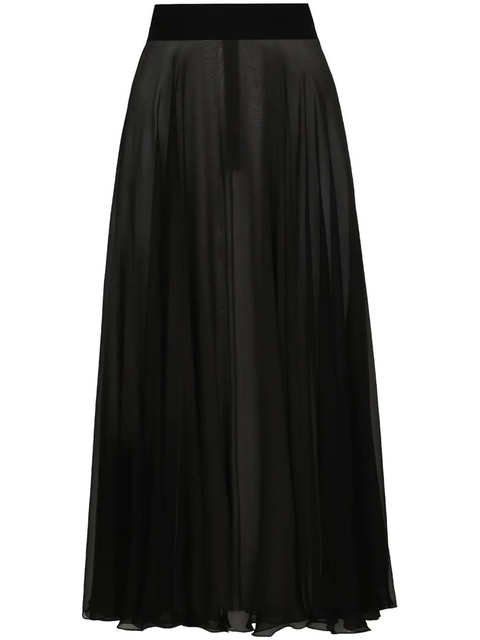 Dolce & Gabbana silk chiffon pleated midi skirt - Black - zdjęcie produktu nr 1