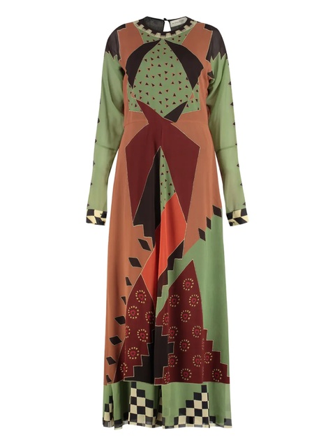 ETRO printed flared silk dress - Green - zdjęcie produktu nr 1