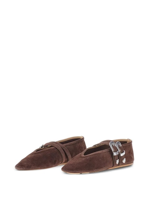 Le Monde Beryl Claudia buckled suede ballet flats - Brown - zdjęcie produktu nr 2