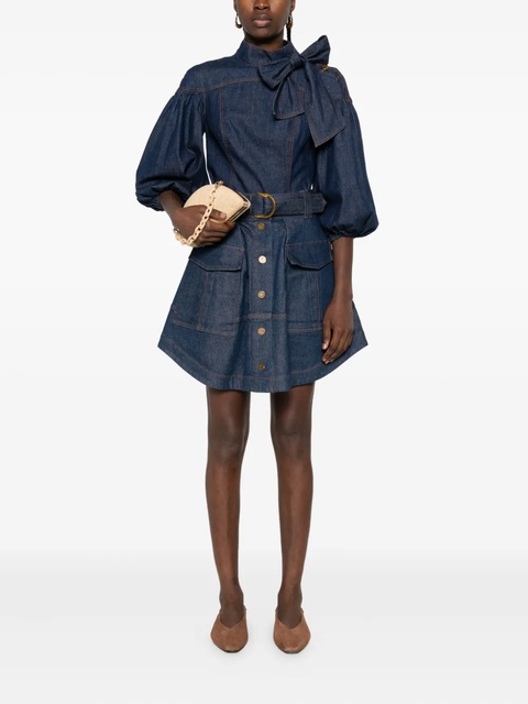 ZIMMERMANN bow-detailed puff-sleeve blouse - Blue - zdjęcie produktu nr 2