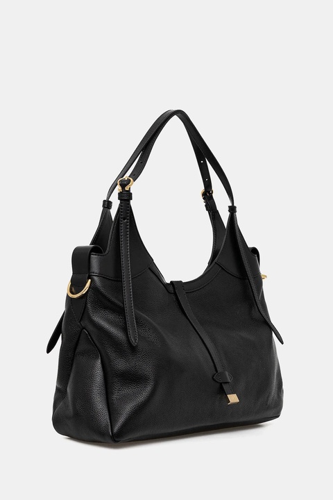 Pollini torebka skórzana kolor czarny PC4400PP0N QA1 - zdjęcie produktu nr 1