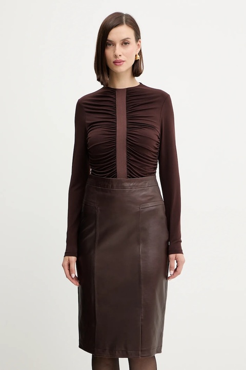Herve Leger bluzka Veronica damska kolor brązowy gładka RMJ1498061 - zdjęcie produktu nr 1