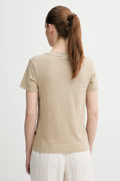 G-Star t-shirt bawełniany damski kolor beżowy D24499-B059 - zdjęcie produktu nr 2