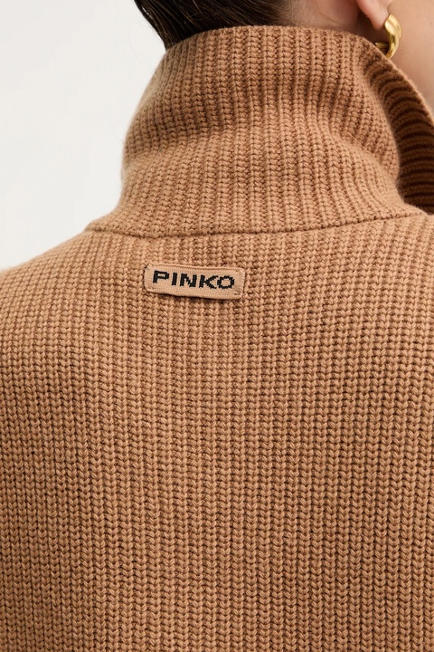 Pinko komin z dodatkiem wełny damski kolor brązowy gładki 105994 A2Z4 - zdjęcie produktu nr 2