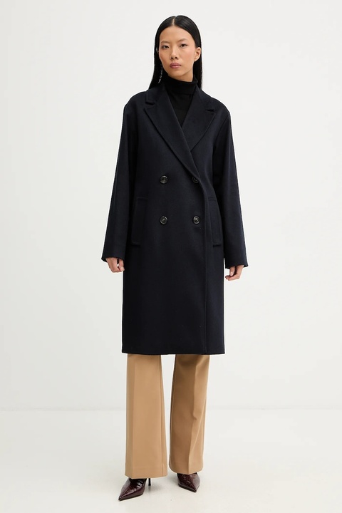 Marella płaszcz z dodatkiem wełny Emme by Marella kolor granatowy 2525016022200 - zdjęcie produktu nr 1