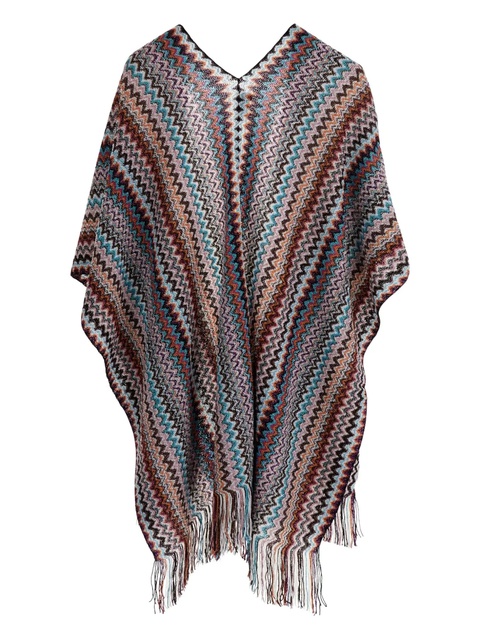 Missoni zigzag-pattern fringed poncho - Grey - zdjęcie produktu nr 2