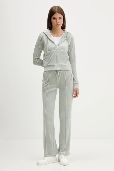 Juicy Couture spodnie dresowe welurowe damskie kolor szary z aplikacją JCWBJ225307 - zdjęcie produktu nr 2