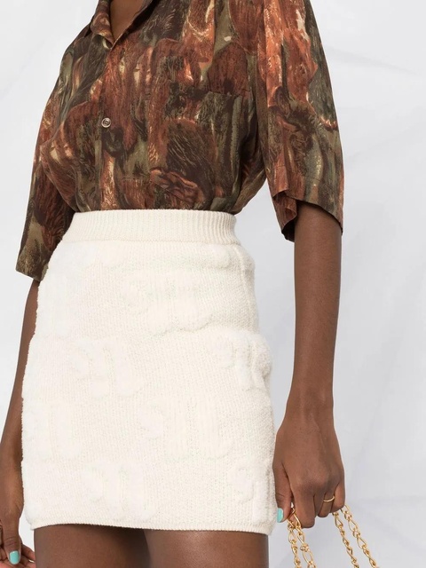 Nanushka logo-motif knitted mini skirt - Neutrals - zdjęcie produktu nr 2