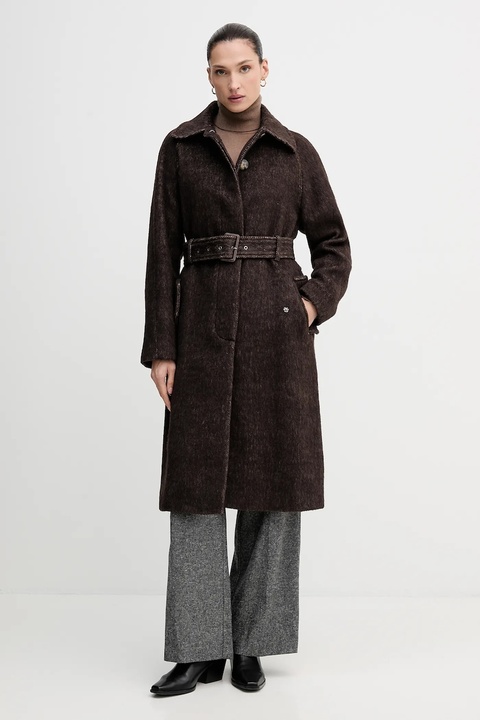 Sisley płaszcz z dodatkiem wełny kolor brązowy 21FKLN06C - zdjęcie produktu nr 1