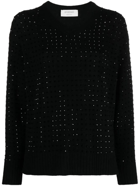 Sportmax rhinestone-embellished fine-knit jumper - Black - zdjęcie produktu nr 1