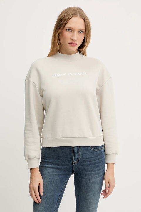 Armani Exchange bluza bawełniana damska kolor beżowy z nadrukiem XW000787 AF16141 - zdjęcie produktu nr 1