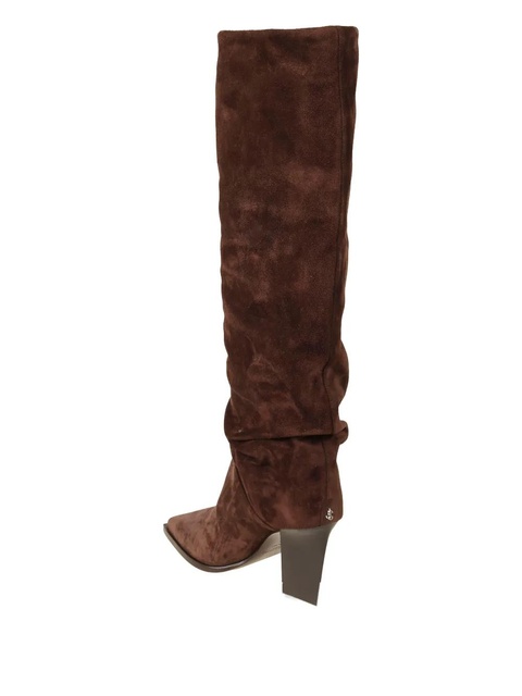 Jimmy Choo 85mm square-toe suede knee-high boots - Brown - zdjęcie produktu nr 1