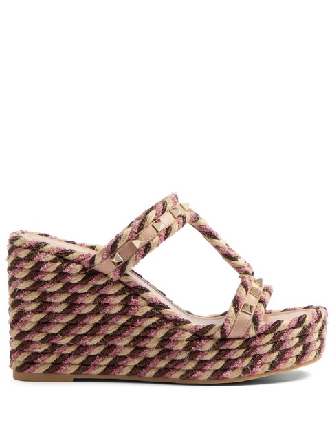 Valentino Garavani 90mm Rockstud wedge sandals - Neutrals - zdjęcie produktu nr 1