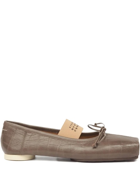 MM6 Maison Margiela crocodile-embossed ballet flats - Brown - zdjęcie produktu nr 1