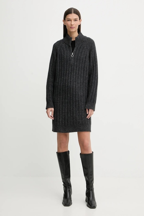 Marc O'Polo sukienka z dodatkiem wełny kolor szary mini prosta 5000007477 - zdjęcie produktu nr 2