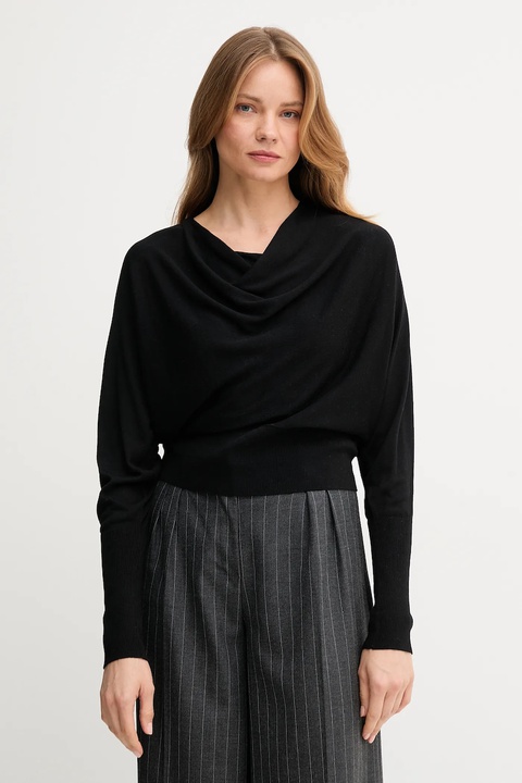 United Colors of Benetton sweter z jedwabiem damski kolor czarny lekki 1ZRED10E8 - zdjęcie produktu nr 1