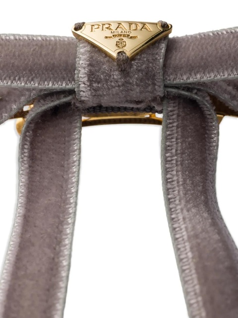 Prada logo velvet hair clip - Grey - zdjęcie produktu nr 2