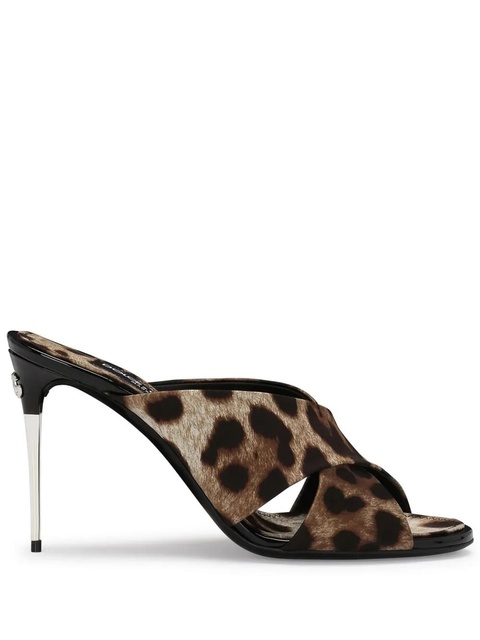 Dolce & Gabbana 85mm Keira leopard-print sandals - Brown - zdjęcie produktu nr 1